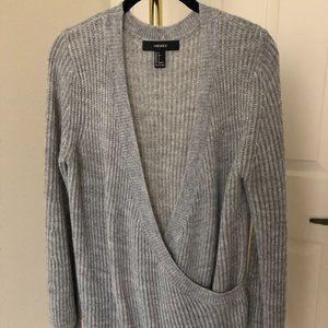 Grey Knit Wrap Oversized Cardigan Small